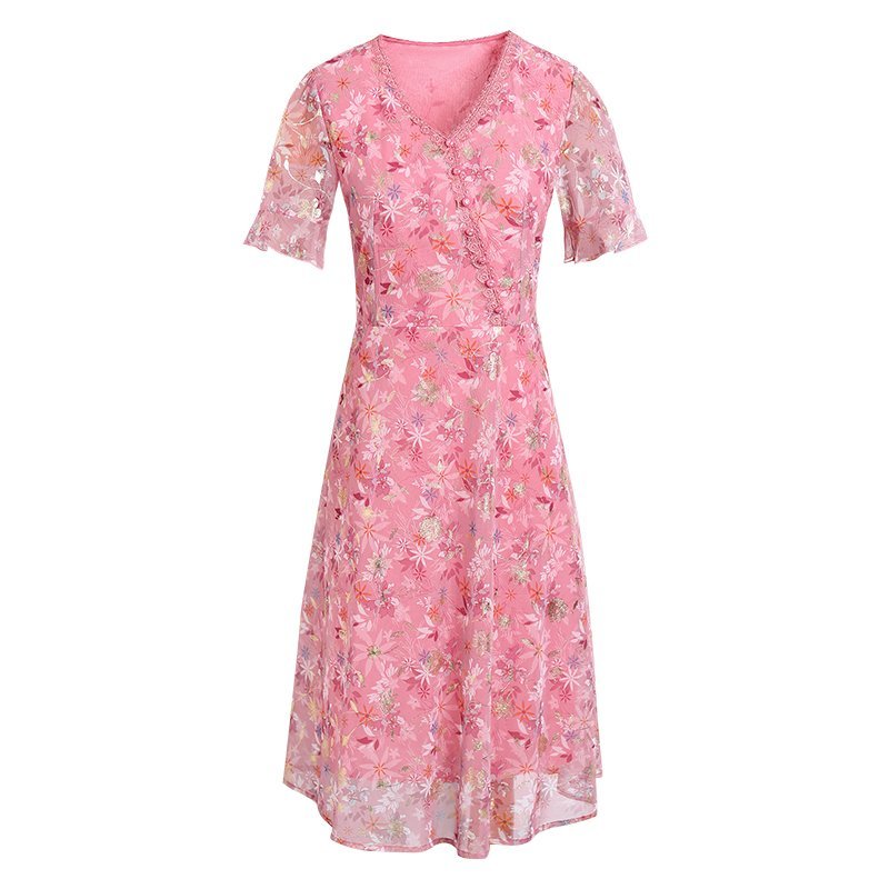 Women Summer Casual Dress Ladi - French Vintage Floral Midi Dress recension och pris