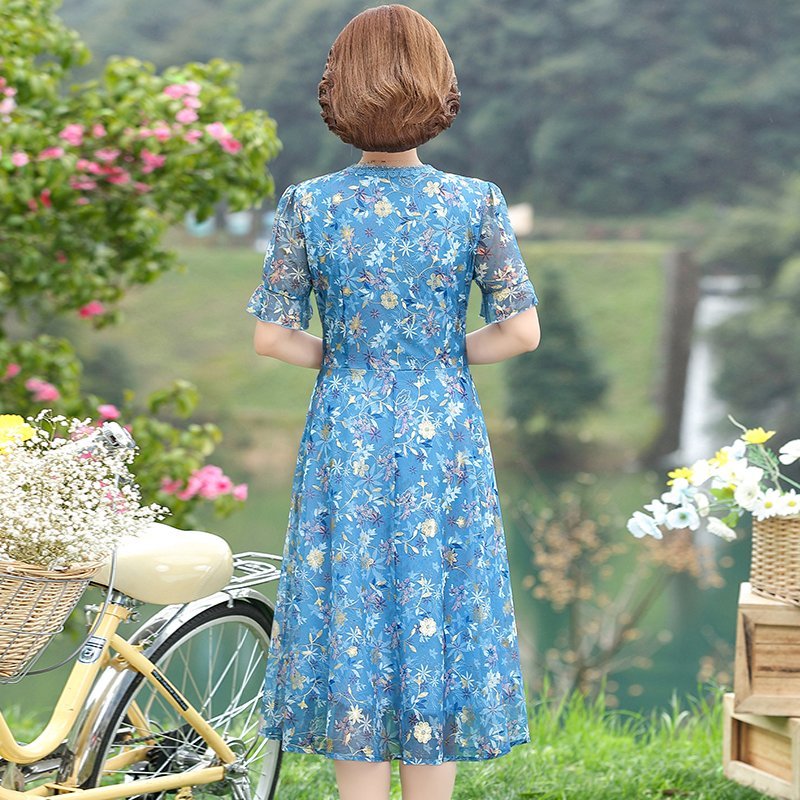Women Summer Casual Dress Ladi - French Vintage Floral Midi Dress recension och pris