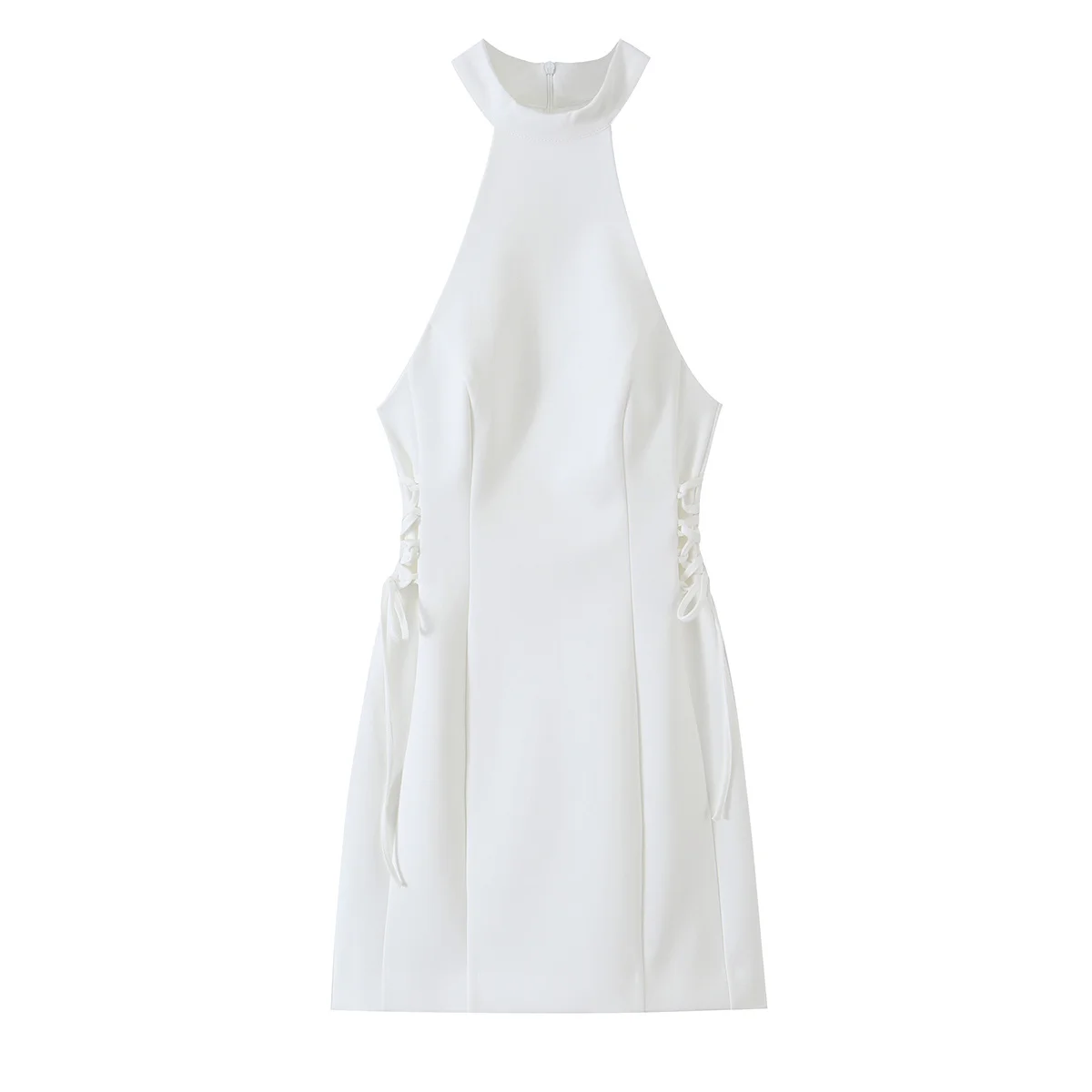 Women White High Neck Halter M - Y2K Backless Halter Mini Dress recension och pris
