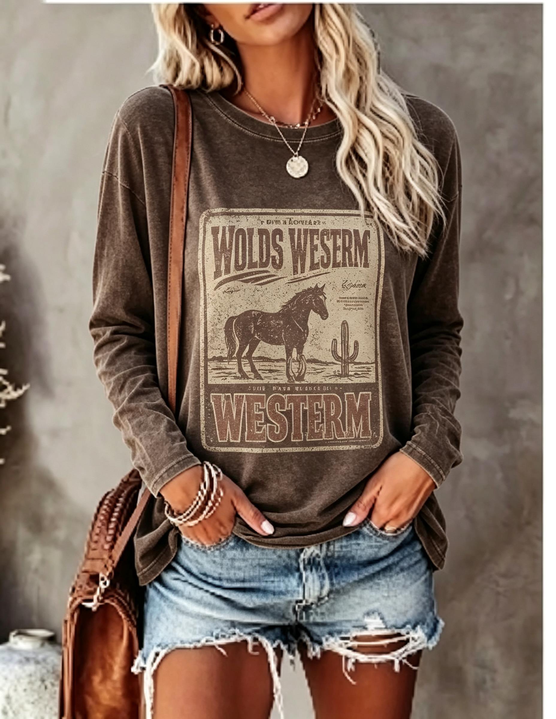 Women Long Sleeve T Shirt Vint - Blouses recension och pris